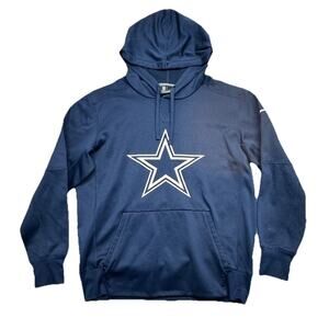 Nike Dallas Cowboys Hoodie Mens Medium Blue NFL Football Dri Fit Pullover